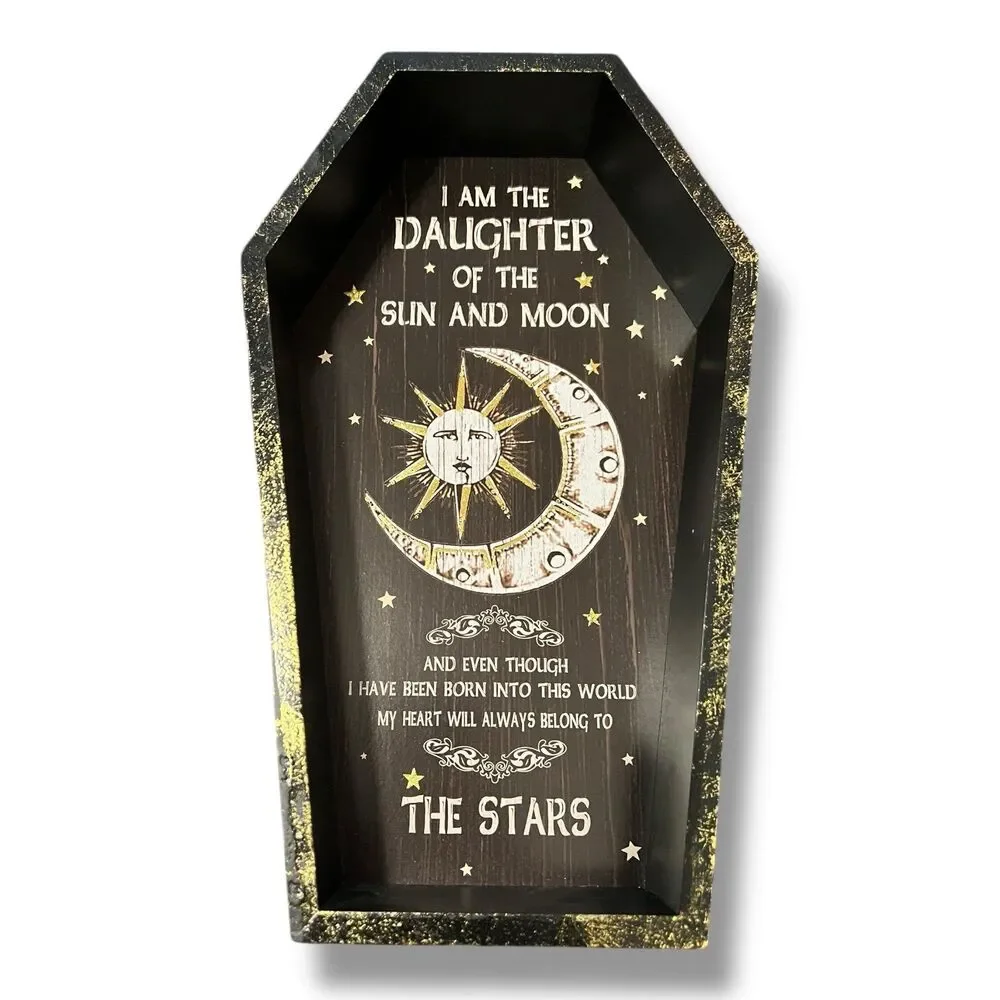 Ashland Enchanted Forest Coffin Shelf Sun Moon Stars Halloween Tabletop Décor - Picture 6 of 8